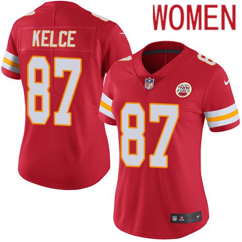 Women Kansas City Chiefs #87 Travis Kelce Nike Red Vapor Limited NFL Jersey->women nfl jersey->Women Jersey